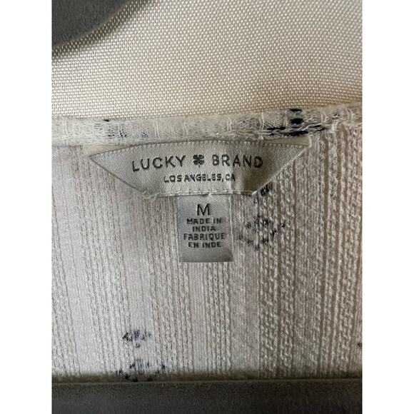 Lucky Brand V Neck White Floral Blouse Size Medium - Picture 4 of 4